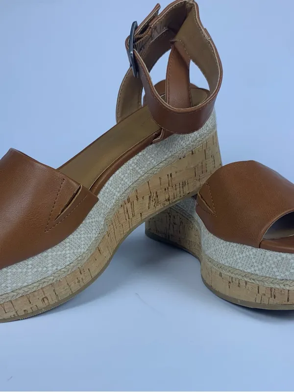 Universal Thread Womens Wedge Sandals 6.5 Brown Platform Espadrille Ankle Strap - Image 5