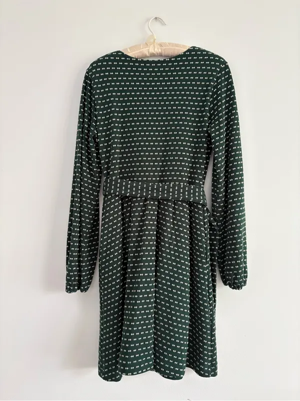 Anthropologie Maeve Malta Faux Wrap Belted Long Sleeve Mini Dress Size Medium - Image 8