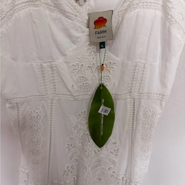 FARM Rio Midi Dress XL White Richelieu Broderie Anglaise Sundress Bustier Corset - Image 12