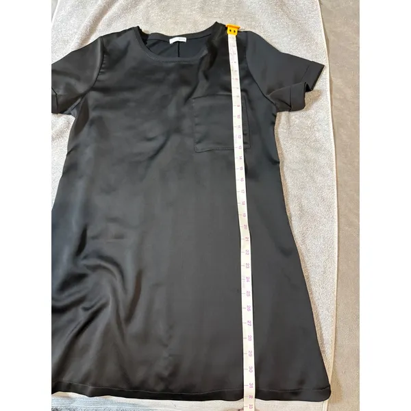 Zara Size Medium Women Black Short Sleeve Mini Dress Pocket Causal Crew Neck‎ - Image 5