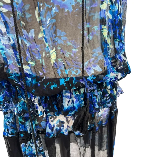 Anthropologie Tryb Dress Tunic‎ Drop Waist Floral Print Blue Size XS - Image 6