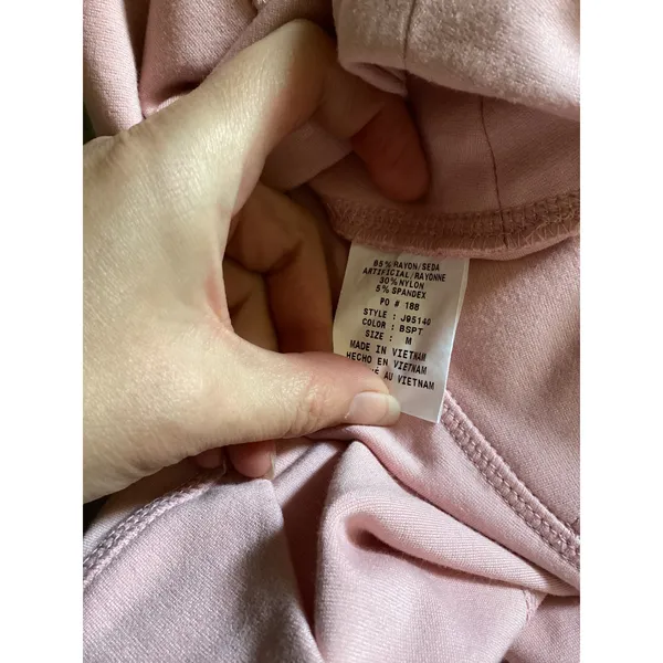 Jaanuu Womens High Waisted Yoga Scrub Pants Blush Pink Cargo Zipper Pocket M - Image 7
