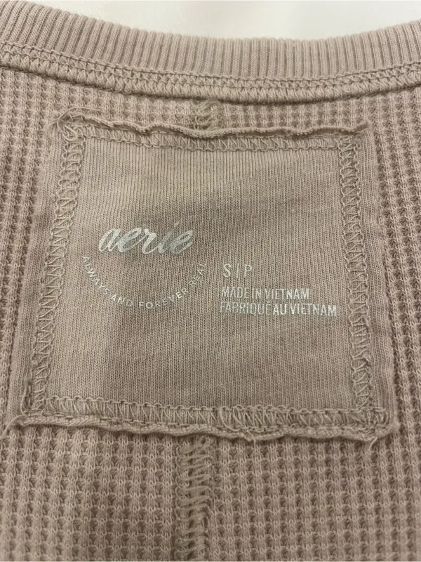 Aerie Essential Henley Layering Shirt Tan - Image 5