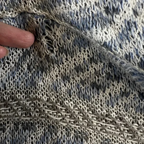 Abercrombie & Fitch Blue Striped Knit Hoodie Sweater XS/S Boho Pullover - Image 5