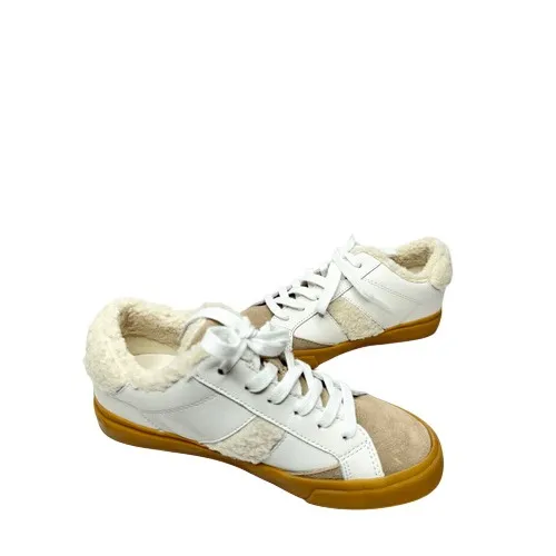 Marc Fisher‎ Ltd. Sidewalk Low Top Sneakers White Leather Sherpa Suede Size 6 - Image 5