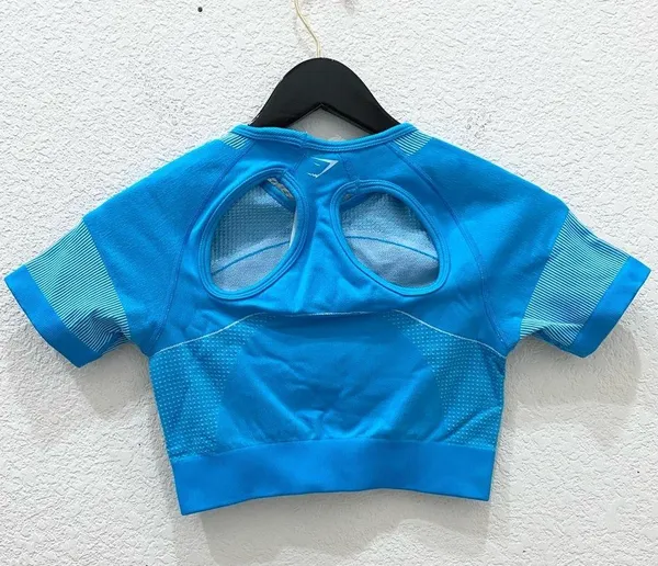 GYMSHARK Neon Blue Ultra Seamless Crop Top Size S - Image 5
