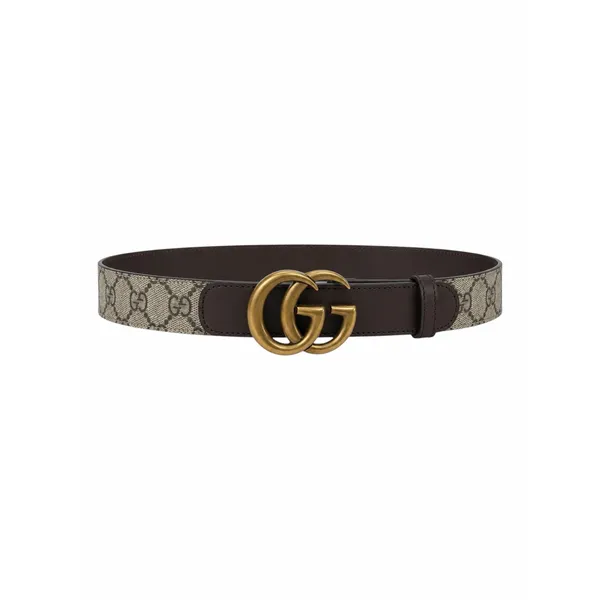 Gucci Canvas Monogram GG Buckle Supreme Leather Belt Brown Size 85cm/34" - Image 2