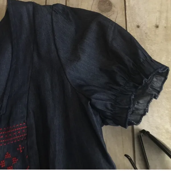 Boho Chic Chambray Denim Peasant Top NWT Blue Size XL - Image 8