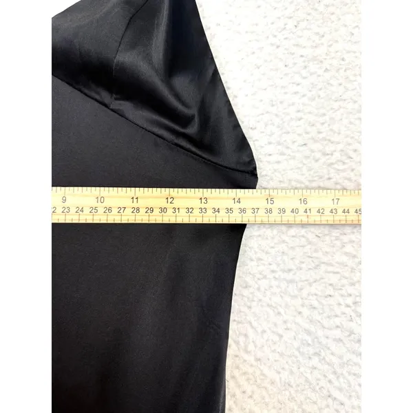 Black‎ Slip Dress Large Satin V-Neck Whimsygoth Emo Formal Romantic Y2K Feminine - Image 5