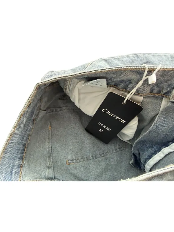 CHARTOU Heart Print Denim Barrel Leg Jeans Size Medium (8/10) NEW NWT - Image 5