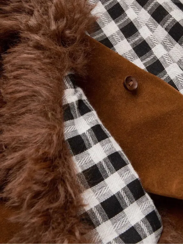 CIDER Brown Faux Suede Penny Lane Jacket - Size Large (EUC, Detachable Fur) - Image 4