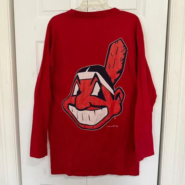 Rare Vintage 90's Genus Cleveland Indians Long Sleeve Shirt Large - Image 2