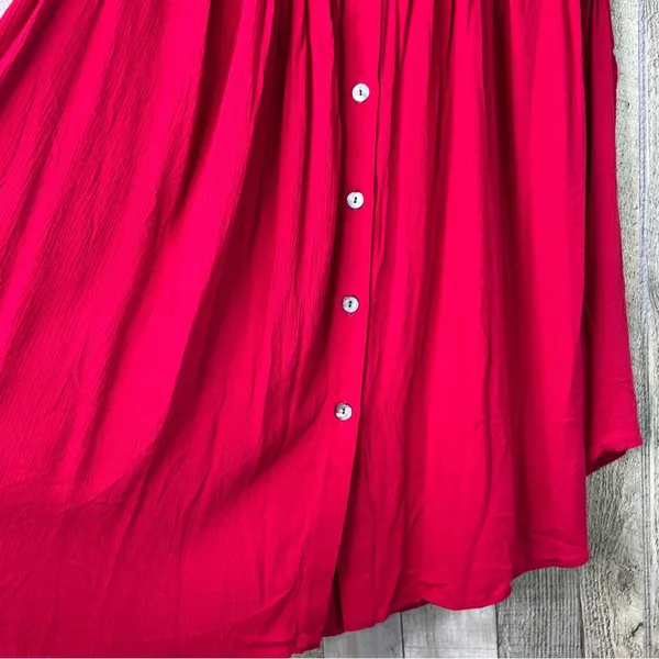 Karen Kane Size Small Oversized Red Rayon Sleeveless Flowy Button Front Blouse - Image 3
