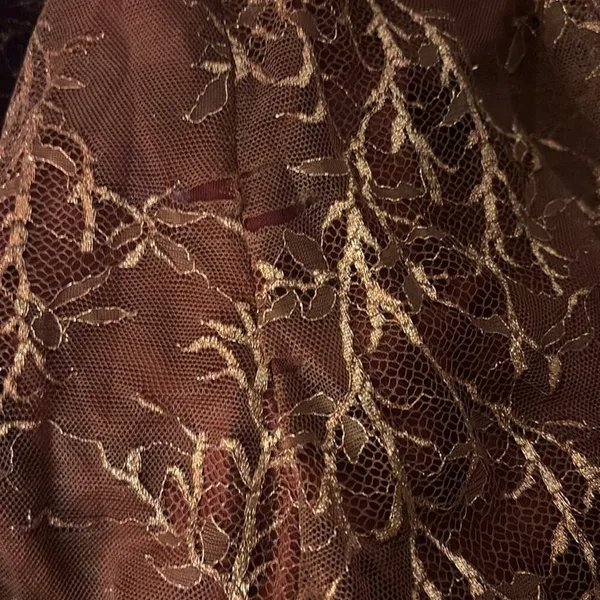Rtr sz0 Katie May Venus Jumpsuit red wine lace gold shimmer metallic skinny 1 PC - Image 12