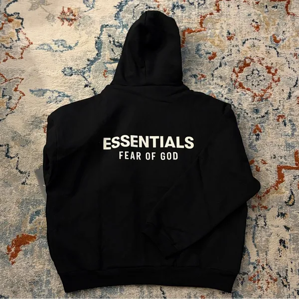 Essentials fear of god hoodie black size large - Image 4