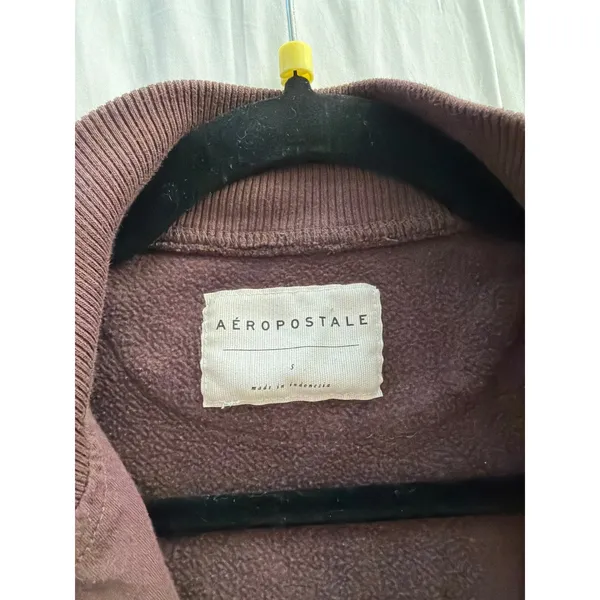 Aeropostale Brown Quarter Zip Ribbed Mock-Neck Pullover Sweatshirt Small - Image 6