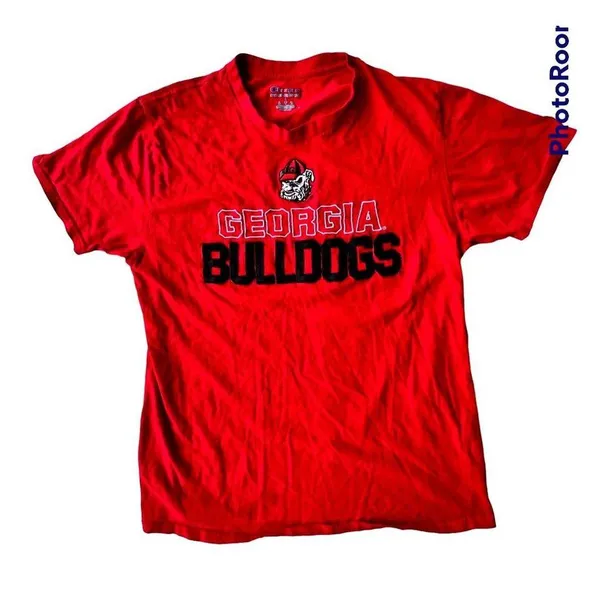 Champion Vintage Georgia Bulldogs T Shirt Large Red Short Sleeves Embroi… - Image 6