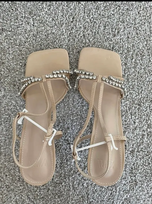 ZARA nude rhinestone heels - Image 2