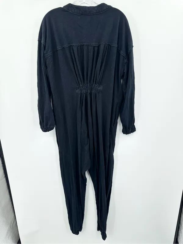Free People Long John Black Drop Crotch Slouch Jumpsuit Size‎ Medium - Image 2