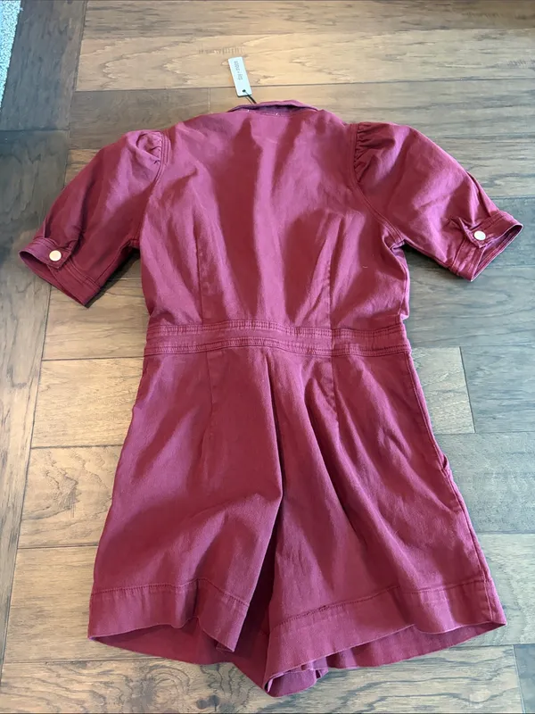 New With Tags Burgundy Day + Moon Stretch Denim Romper Sz M - Image 10