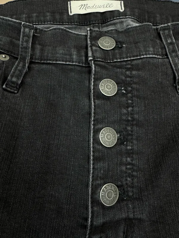 Madewell Black Button Fly 10” High-Rise Skinny Jeans Size 32 - Image 3