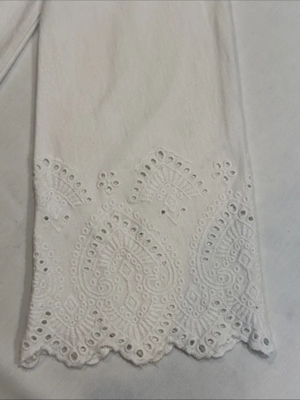 EUC J. Jill White 100% Cotton Eyelet Square-Neck Tunic Top Size Small - Image 6