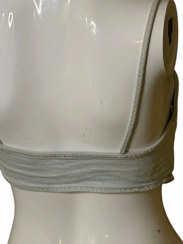 Zara Light Wash Denim Pointed-Hem Crop Cami - Image 6