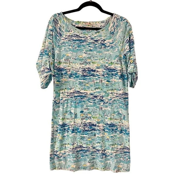 Lilly Pulitzer high tide boatneck 3/4 sleeve dress beach umbrella print - Image 2