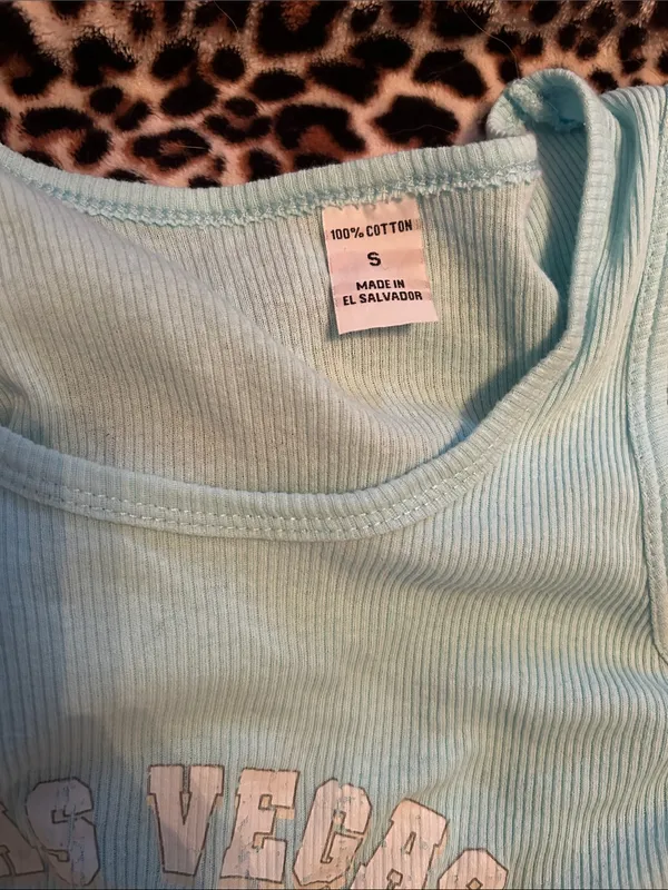 😻💘 Custest y2k Las Vegas Women’s Light Blue Ribbed Tank Top - Image 5