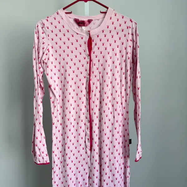 Playboy Intimates Pink Bunny Print One Piece Union Suit Pajamas‎ Women's XL - Image 2