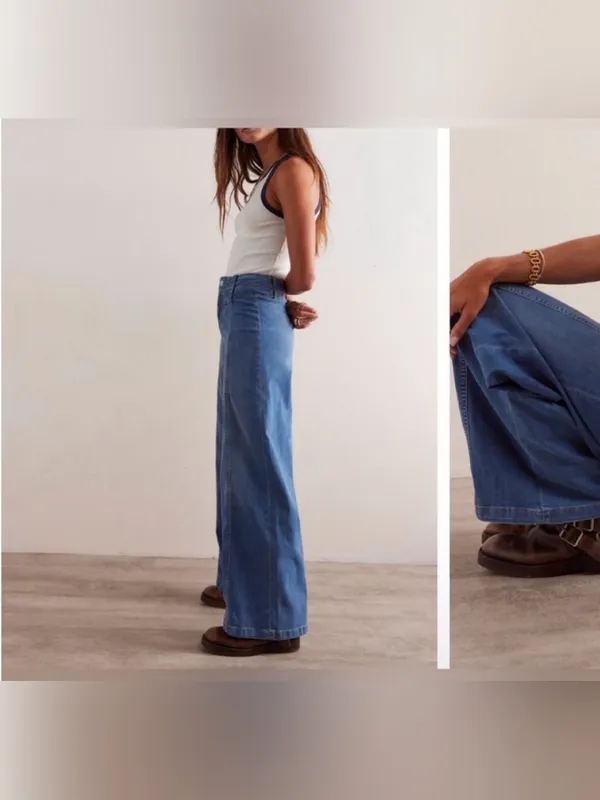 NWT Free People We The Free Libre Wide-Leg Jeans - blue goodie goodie - 32 - Image 10