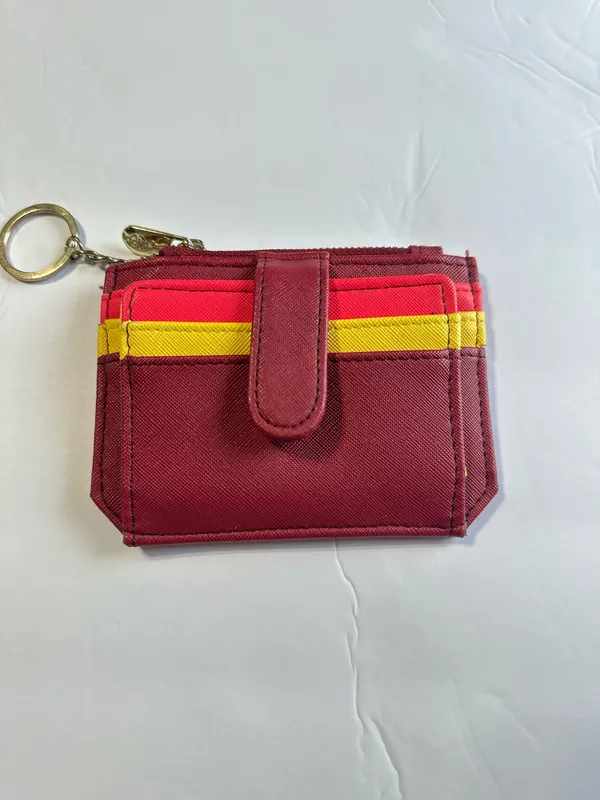 Adrienne Vittadini burgundy & pink keychain wallet - Image 3