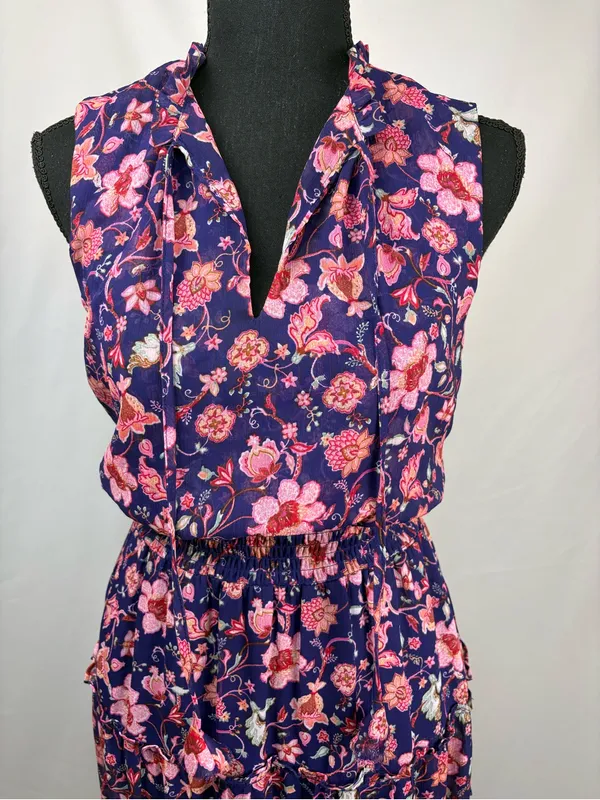 Violet Maxi Dress with Pink Floral Print Size Small - Image 5