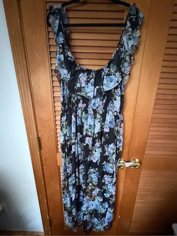 Abercrombie High Low Summer Dress Blue Floral size XL - Image 4