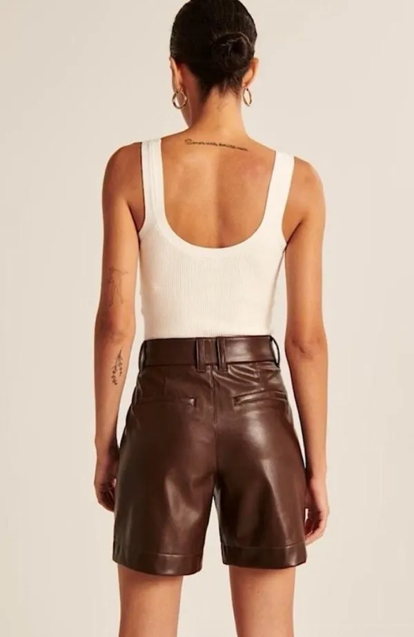 Abercrombie NWT 6 Inch Vegan Leather Tailored Shorts - Image 4