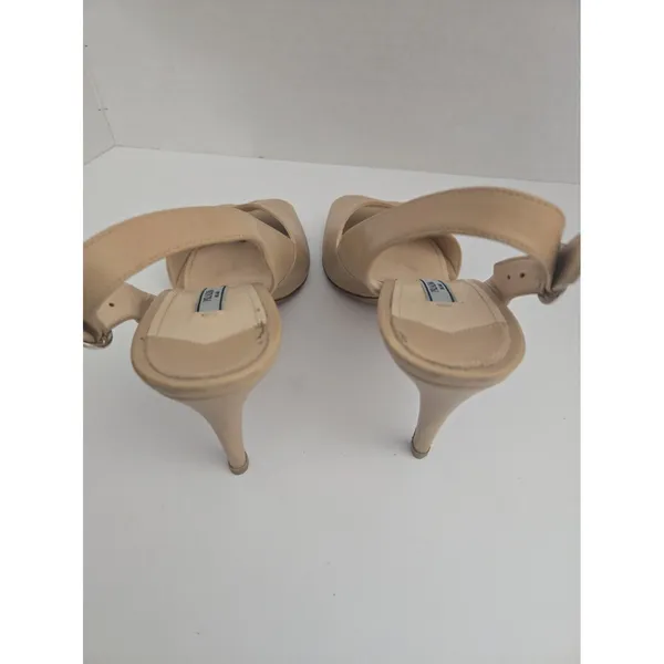 PRADA Womens High Heel Pumps Shoes Beige leather slingback Size EU 38.5 US 8.5 - Image 5