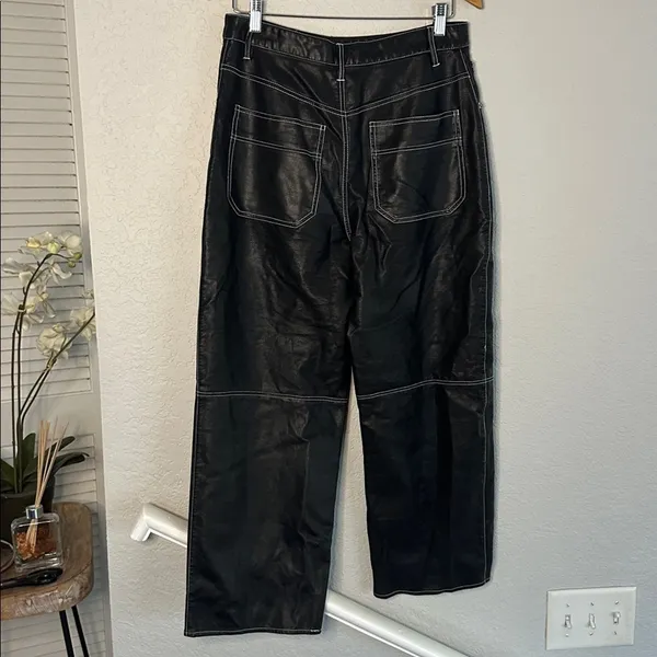 We the Free People It Factor Vegan Leather Pants Topstitching Size 12 Grunge - Image 8