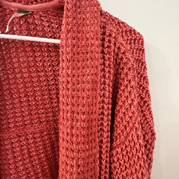 Free‎ People I'll Be Around Silk Cotton Waffle Fringe Sweater Oversized Small - Image 7