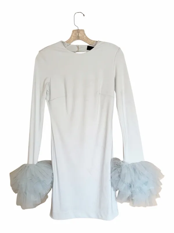 NWT ZARA Short Tulle Cuff Volume Dress Pastel Blue 4772/331 Small Bloggers Fave - Image 9