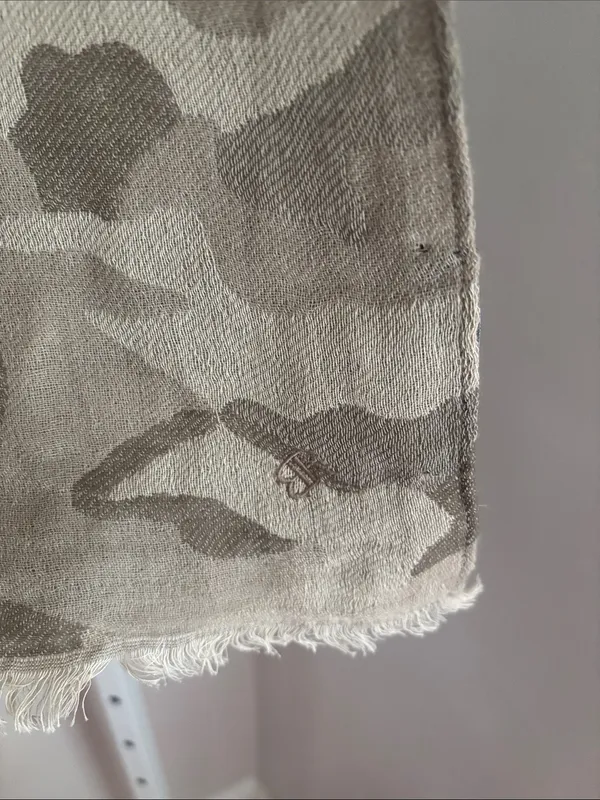 Banana Republic Wool-Cotton Blend Beige Camo Lightweight Scarf - Image 5
