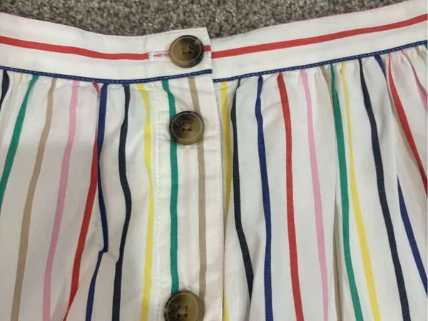 J Crew Factory Rainbow Stripe Button Front Poplin Midi Skirt Multicolored Size S - Image 4