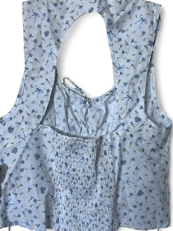 White Floral Coquette Sleeveless Tank Top - Image 3