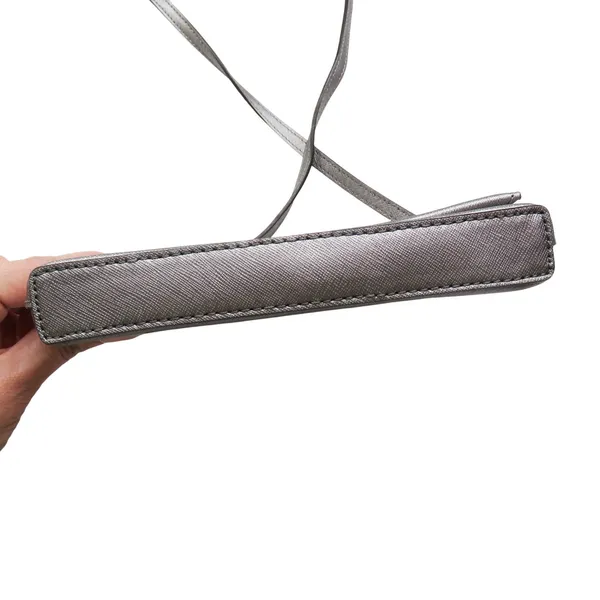 Kate Spade Newbury Lane Sally Crossbody Bag Silver Saffiano Leather Turnlock Bag - Image 7