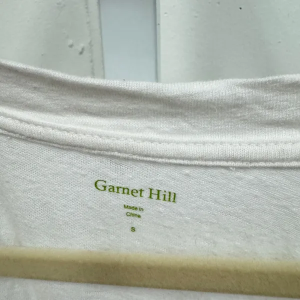 Garnet Hill‎ Linen Modal Blend Boxy Scoop Neck Raglan Short Sleeve Tee Small Wht - Image 5