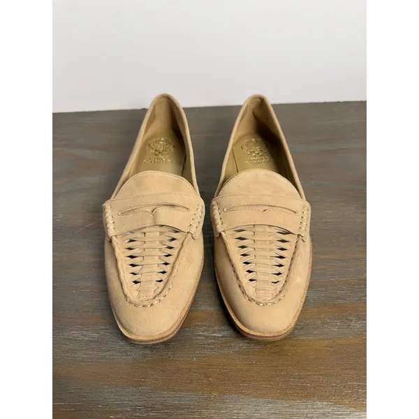 Vince Camuto Caylas Beige Suede Penny Loafers Woven Preppy Size 9‎ NWOB - Image 7