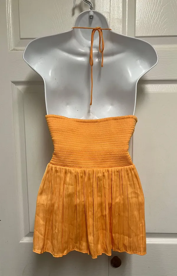 Old Navy Golden Aurora Shirred Satin Halter Top - Image 9