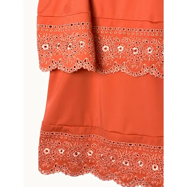Women’s Tankini Swim Top Coral Pink Eyelet Lace Ruffle Padded Strappy 14” - Image 7