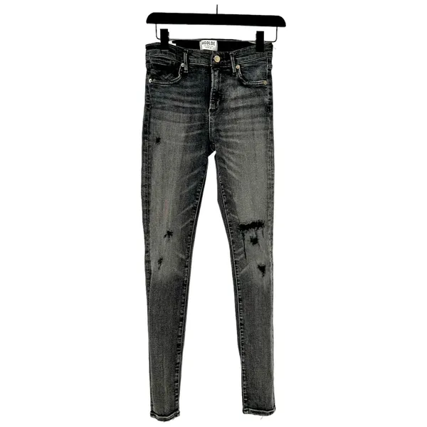 AGOLDE Sophie Skinny‎ Jeans Size 25 Silence Distressed Stretch Black Gray Jeans - Image 2