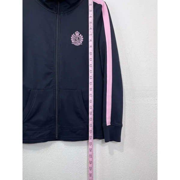 Lauren Ralph Lauren Jacket Womens Small Black Pink Full Zip Track Crest Athletic - Image 3