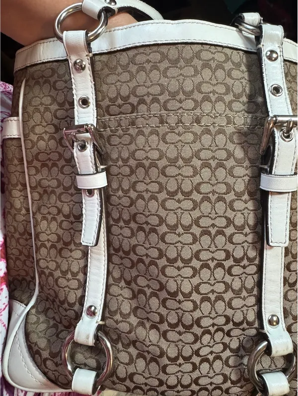 Coach Signature Brown Leather Trim Tote Bag - Image 7